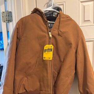 Carhartt Men's Tan Hooded Bomber Jacket
